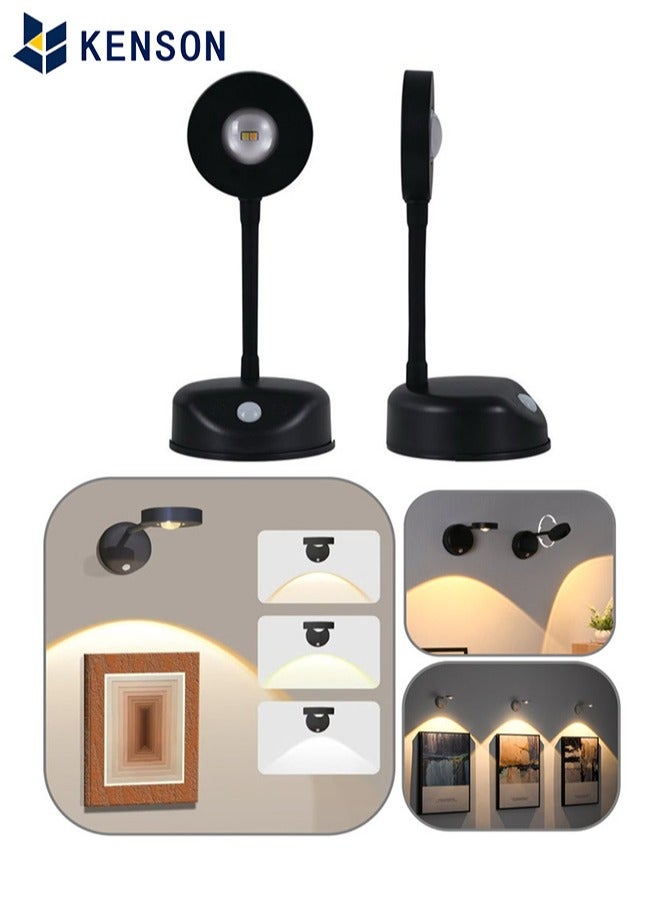 KENSON Motion Sensor Picture Light LED Cat-Eye Bulb Wall Sconce, Stick on Display Accent Lighting Dimmable 360° Rotation Rechargeable for Paintings - Image 1