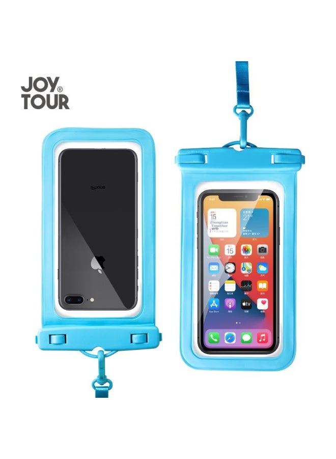 جولة الفرح Joytour حافظة هاتف مقاومة للماء، متوافقة مع الشاشات التي تعمل باللمس، حجم كبير جدًا، مع سير للعنق وحبل للتعليق، مناسبة للسباحة والتصوير وتوصيل الطعام، حافظة مقاومة للماء، أزرق - Image 1
