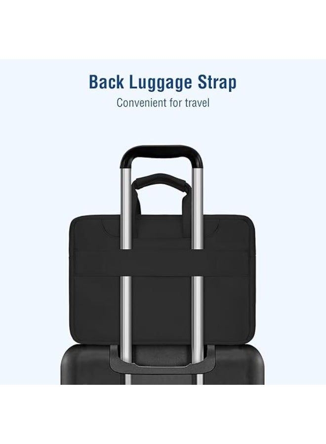 Mosiso 360 Protective Laptop Shoulder Bag Compatible with MacBook Air 15 M4 A3241 M3 A3114 M2 A2941/Pro 16 inch M4 M3 M2 M1, 15-15.6 inch Notebook,Matching Color Sleeve with Belt, Black - Image 2