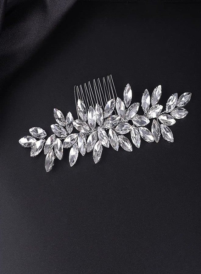 Jumwrit Bride Wedding Hair Comb Rhinestone Bridal Hair Comb Wedding Headpiece Handmade Hair Accessories for Bridesmaid Women Girls（Silver） - Image 3