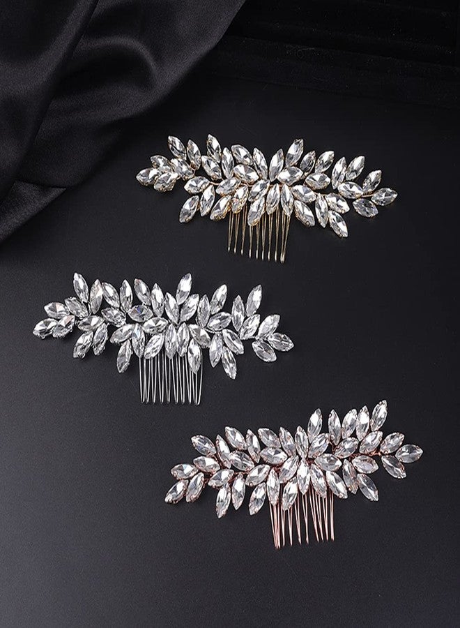 Jumwrit Bride Wedding Hair Comb Rhinestone Bridal Hair Comb Wedding Headpiece Handmade Hair Accessories for Bridesmaid Women Girls（Silver） - Image 4