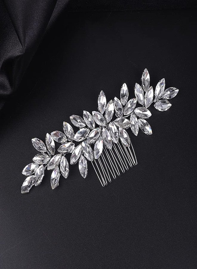 Jumwrit Bride Wedding Hair Comb Rhinestone Bridal Hair Comb Wedding Headpiece Handmade Hair Accessories for Bridesmaid Women Girls（Silver） - Image 1