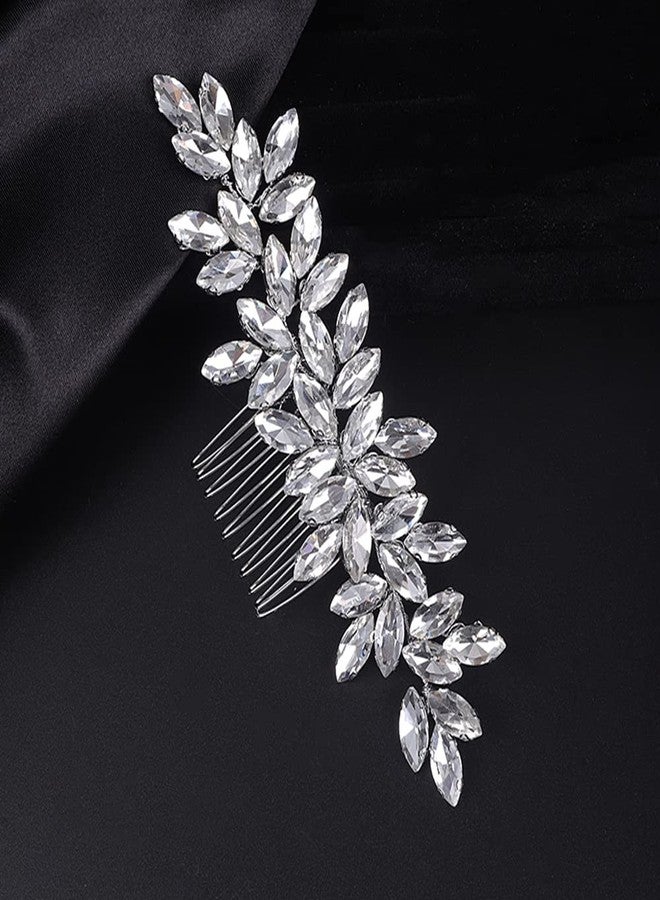 Jumwrit Bride Wedding Hair Comb Rhinestone Bridal Hair Comb Wedding Headpiece Handmade Hair Accessories for Bridesmaid Women Girls（Silver） - Image 2