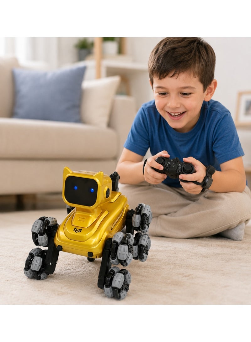 MUMS PLANET Smart dog robot for kids with dual control remote control and gesture control 8 wheels LED eyes interactive robot toy for kids skill development toy for children intelligence games for kids - Image 5