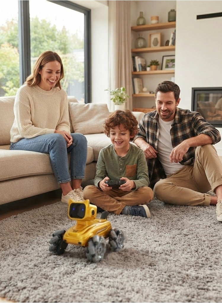 MUMS PLANET Smart dog robot for kids with dual control remote control and gesture control 8 wheels LED eyes interactive robot toy for kids skill development toy for children intelligence games for kids - Image 2