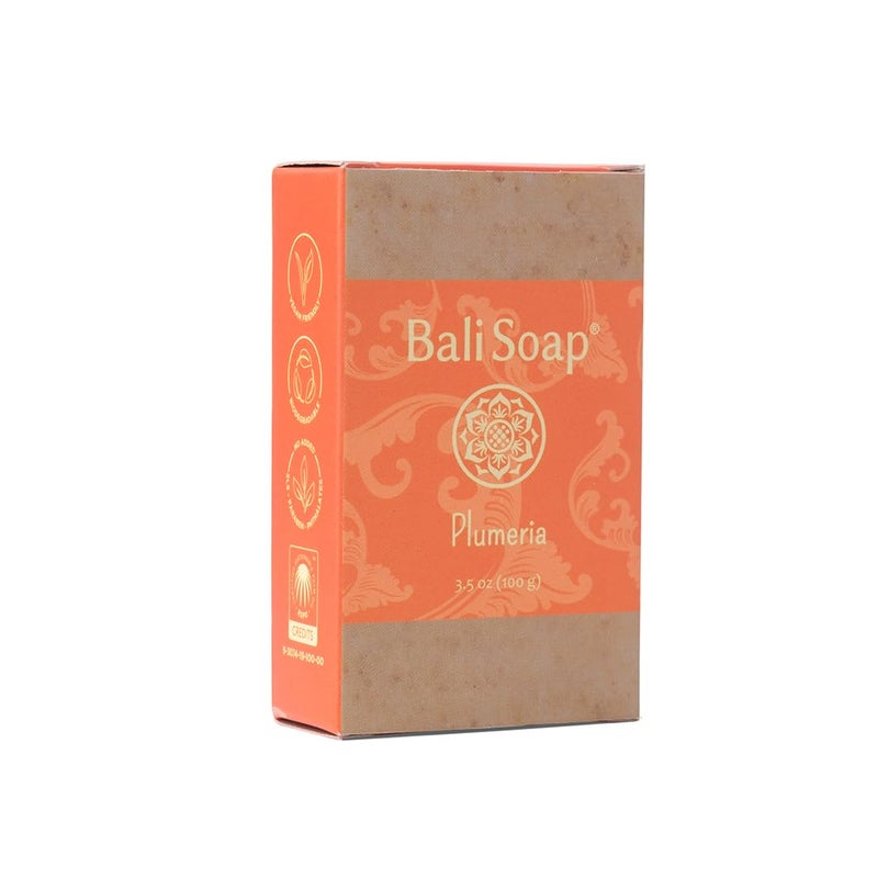 Bali Soap صابون بالي - صابون طبيعي بالبلوميريا للرجال والنساء - نباتي، مصنوع يدويًا، مقشر - 3 عبوات، 3.5 أونصة لكل منها - Image 1