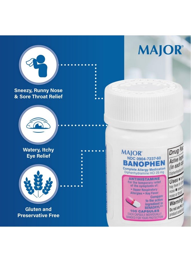 MAJOR Major Banophen Diphenhydramine Capsules, 25mg, 100ct (2 Pack)  - Image 4