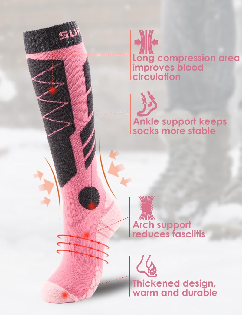 Supertrip 3 Pairs Merino Wool Ski Socks for Womens Mens, Thermal Winter Warm Knee High Socks for Skiing Snowboarding - Image 3