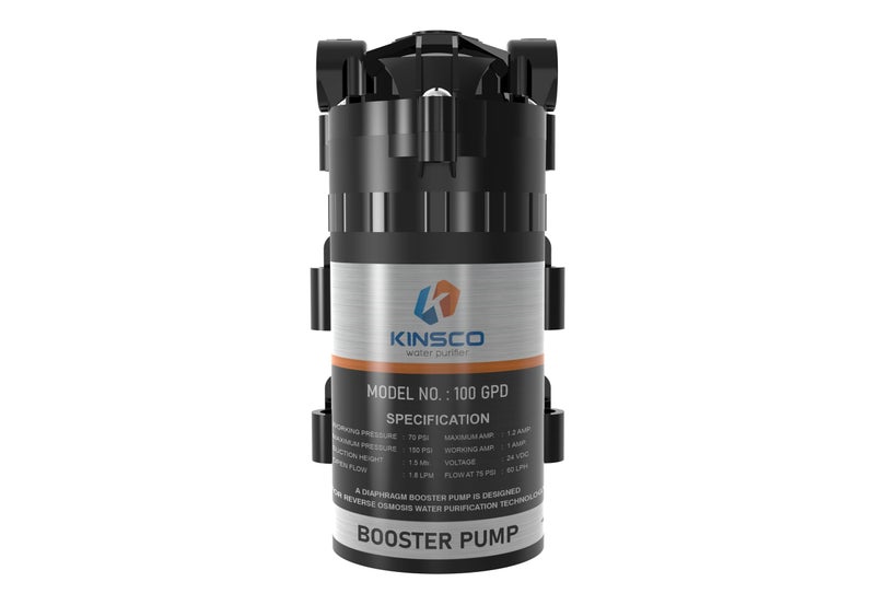 Kinsco 100 GPD RO Diaphragm Booster Pump + 2 Pieces Connector (Input 24 V) Suitable for All Water Purifier RO - Image 1