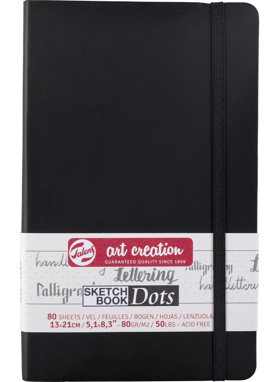 Talens Sketchbook Dots Dotted Sketch Drawing Book 80 Gr. 13X21 Cm. 80 Pages Black  - Image 1
