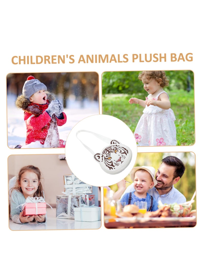 SOLARAE White Tiger Crossbody Bag Girl Presents Girl Stuffed Animals Cartoon Shoulder Bag Change Purse Tiger Bag Coin Purse Plush Shoulder Bags Children Coin Purse White Fur - Image 5