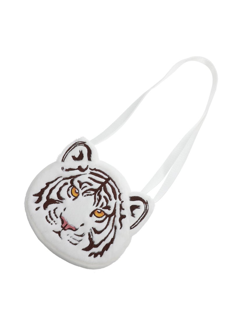 SOLARAE White Tiger Crossbody Bag Girl Presents Girl Stuffed Animals Cartoon Shoulder Bag Change Purse Tiger Bag Coin Purse Plush Shoulder Bags Children Coin Purse White Fur - Image 1