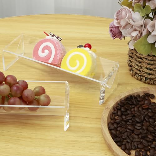 RVEFOT 2Pcs Acrylic Cracker Serving Tray, Transparent Macaron Display Tray, Rectangular Multipurpose Biscuit Holder for Home Party Food Display - Image 2
