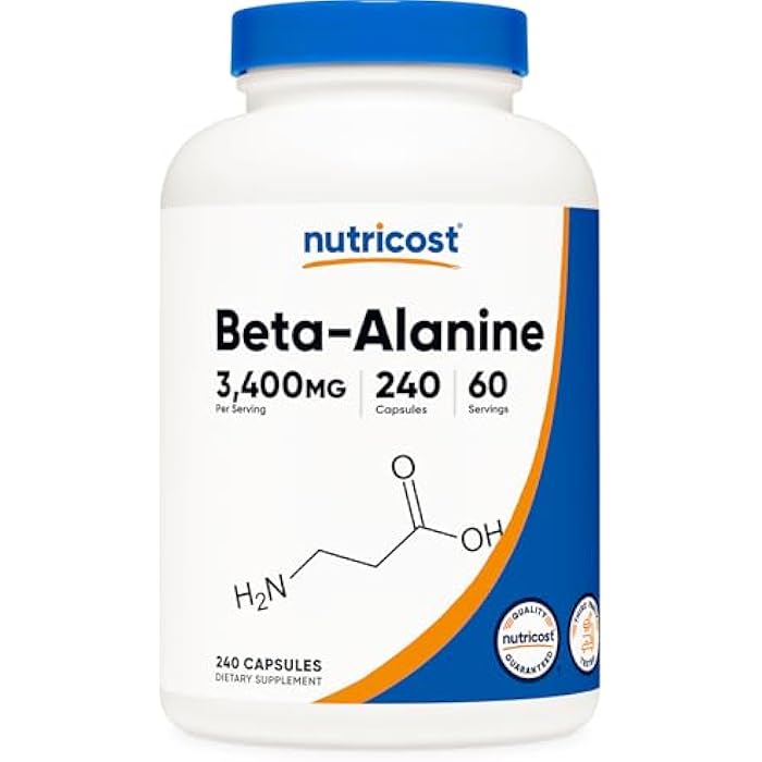 Nutricost Beta-Alanine Capsules 3400mg, 240 Capsules (60 Serv) - Potent Beta Alanine, Gluten Free & Non-GMO, 850mg Per Cap - Image 1