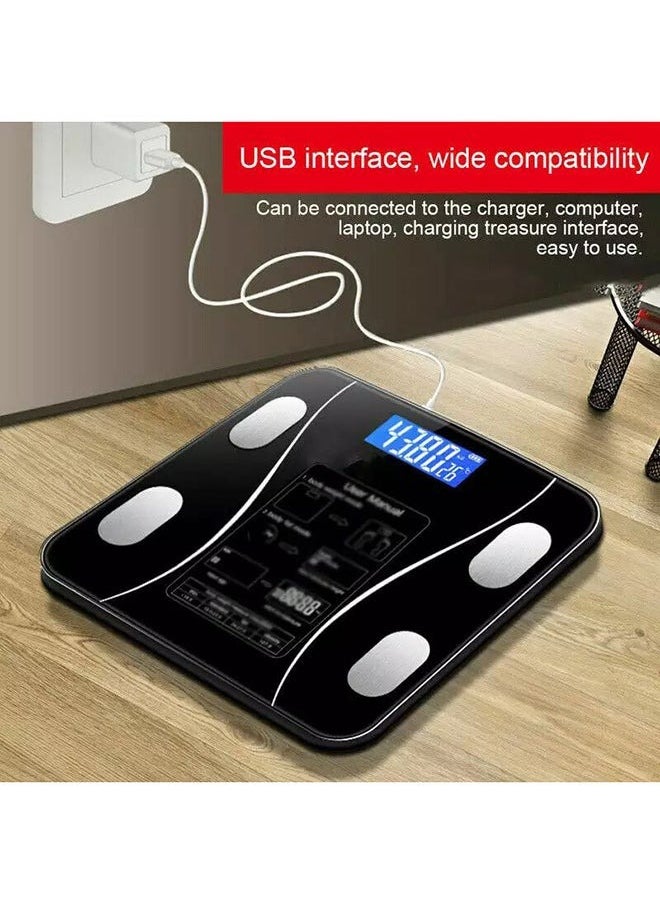 TIGER - Smart Weighing Scale with Bluetooth – Digital Body Composition Bath Scale Compatible with iOS & Android – Tracks Weight, BMI, Body Fat, Muscle & More – Sleek LCD Display, Auto Sync, Step-On Technology – Ideal for Home Fitness & Health Tracking - Image 1