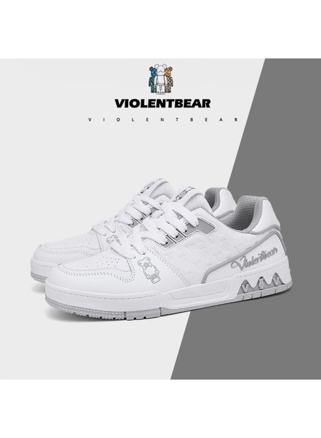 Violentbear Men's Shoes, Autumn And Winter New Product Sneakers, Casual Shoes, Breathable Leather, Height-increasing Trendy Shoes, Couple Shoes, Versatile Footwear For Me - Image 1