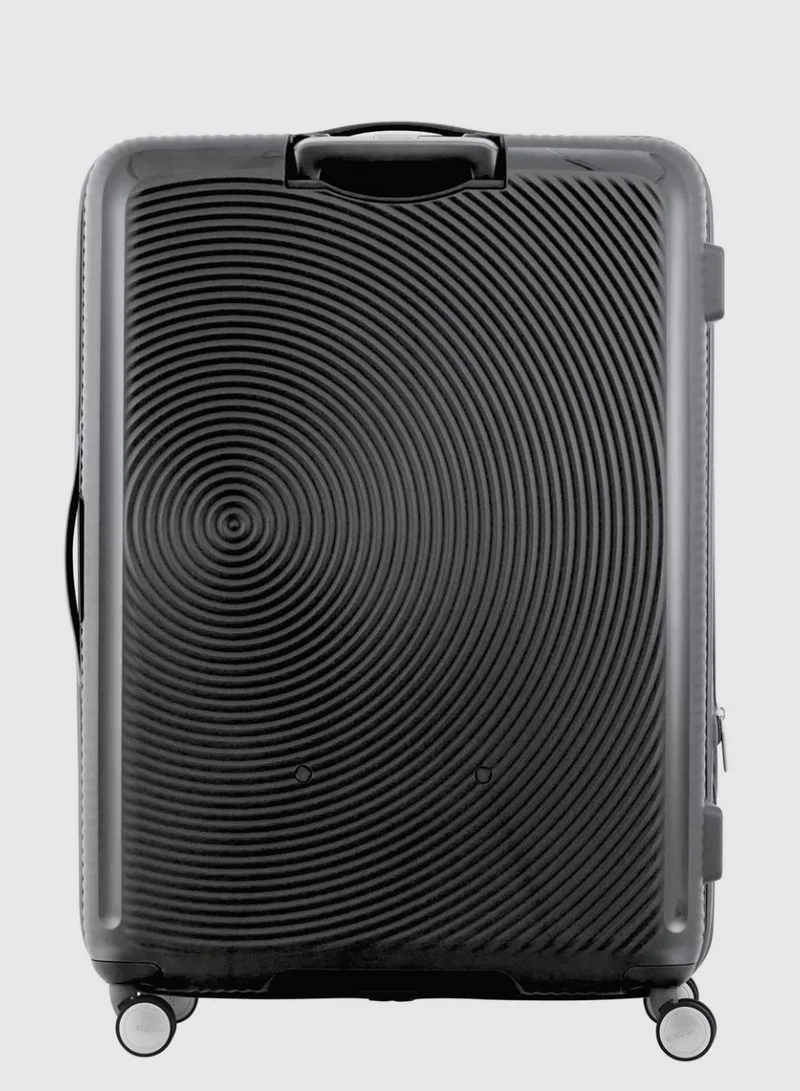 AMERICAN TOURISTER  Curio (Soundbox) Suitcase, Check-In Size 69 cm / 25 inch, 4 Spinner Wheels, Hard Top, Polypropylene, Black|DuoSaf™ Security Zipper|Spacious Interior|Expandable|TSA Lock|Lightweight - 3 Years International Warranty  | Best Price UAE