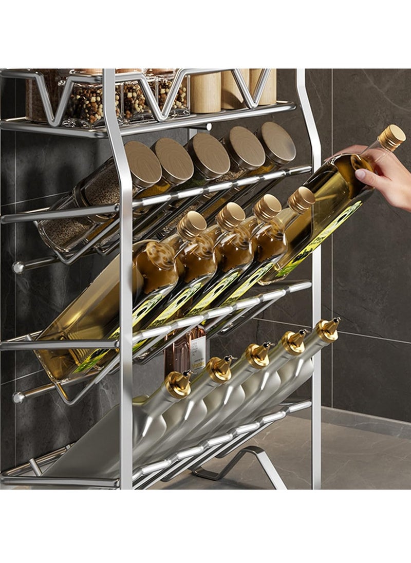 TYCOM Spice Rack Kitchen Shelf Organizer Countertop 2 Tier Large Standing Seasoning Rack for Storage Spice Kitchen Spice Organizer Spice Holder 2 Tier Silver.  - Image 5