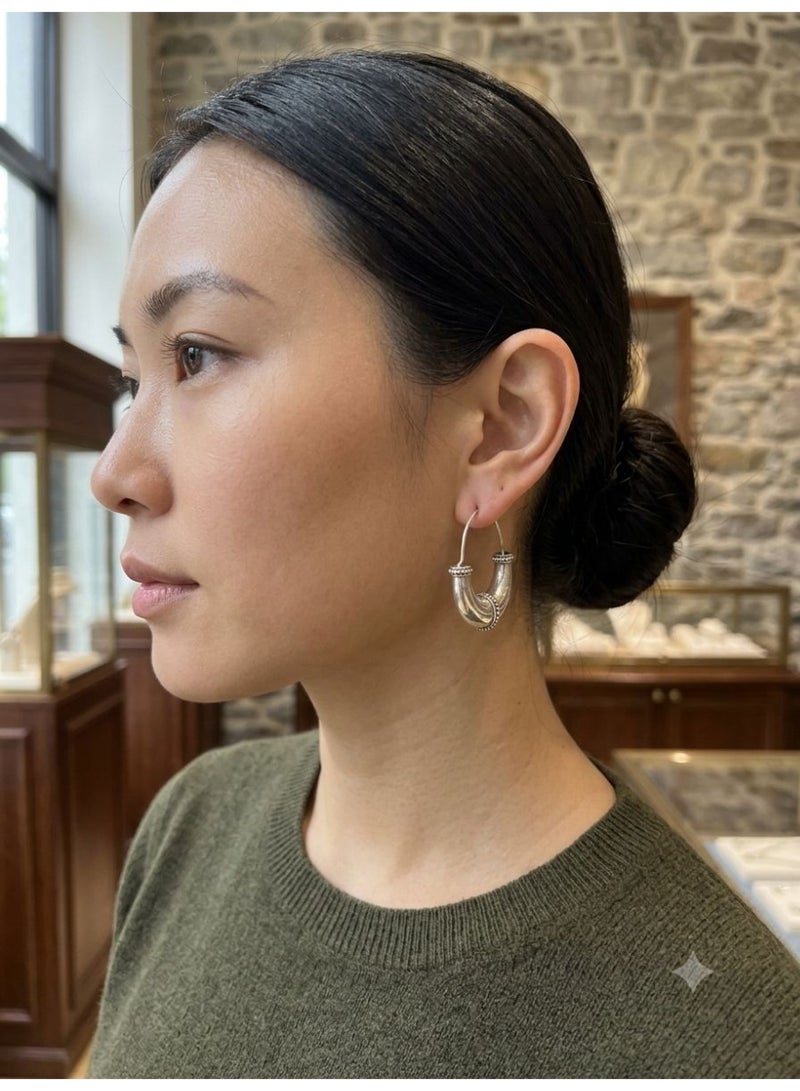 The Intermix Gems Ornate Hoop Earrings in 925 Sterling Silver - Image 2