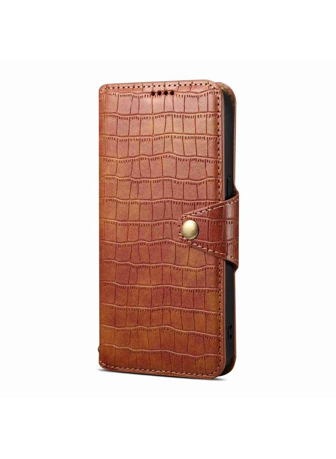 دينيور جراب هاتف iPhone 11 Pro Max مصنوع من الجلد بنقشة جلد التمساح وحواف زيتية - Image 2