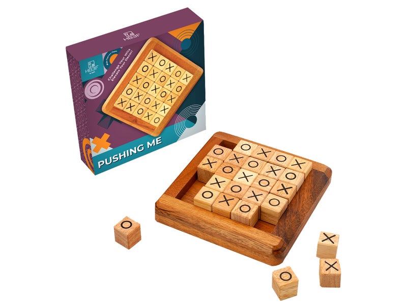 BSIRI Pushing Me Wooden Tic Tac Toe Game Tabletop Board Games for Farmhouse Decor Coffee Table Decor Unique Gifts Fun Gifts for Adults Perfect for Game Night Table Games 5 Inch - Image 3