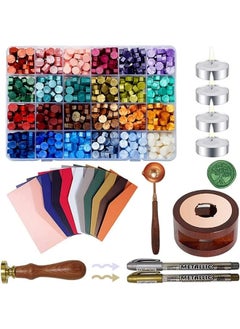 DMG TECH Sealing Wax Beads Kit 600Pcs Diy Wax Seal Set Includes 24 Colors Wax Seal Beads Wax Warmer Wax Stamp Envelopes Metallic Pen For Gifts Letters Crafts Wedding Invitation And Decoration Sealing  - Image 1