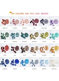 DMG TECH Sealing Wax Beads Kit 600Pcs Diy Wax Seal Set Includes 24 Colors Wax Seal Beads Wax Warmer Wax Stamp Envelopes Metallic Pen For Gifts Letters Crafts Wedding Invitation And Decoration Sealing  - Image 2