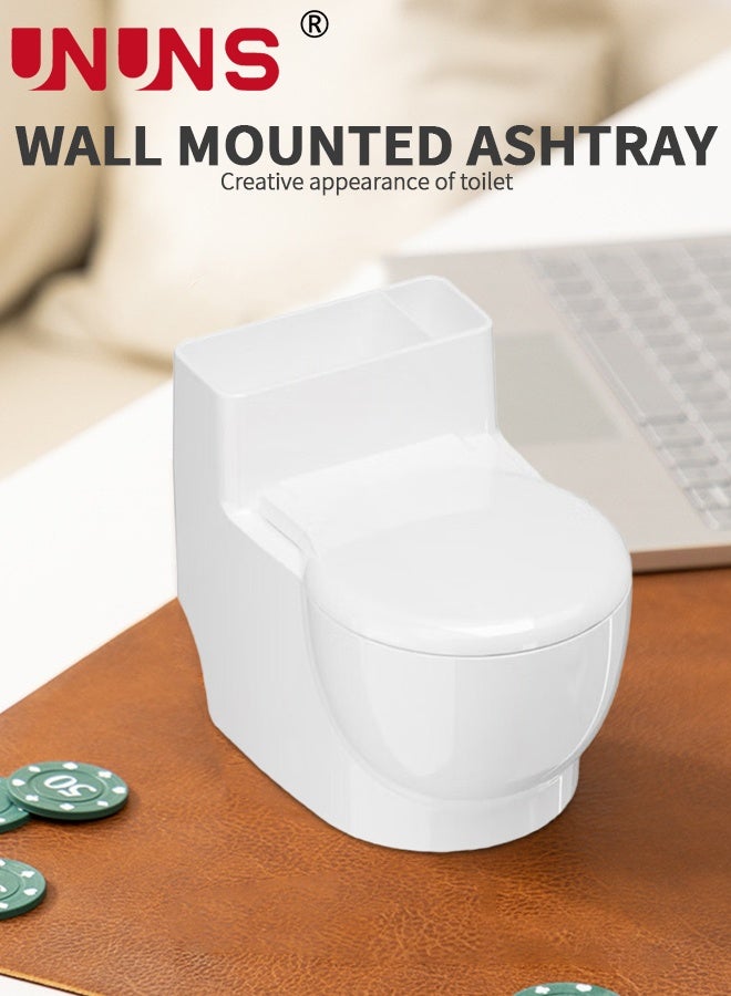 UNUNS Ashtray,Creative Toilet-Shaped Ashtray,Ashtray with Lid and Stainless Steel Inner Detachable,Wall-Mountable Ashtray,Bathroom Ashtray with Storage Space for Cigarettes and Lighter,Bathroom Decoration - Image 2