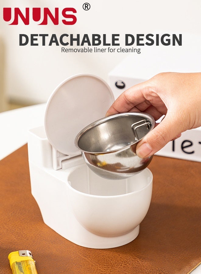UNUNS Ashtray,Creative Toilet-Shaped Ashtray,Ashtray with Lid and Stainless Steel Inner Detachable,Wall-Mountable Ashtray,Bathroom Ashtray with Storage Space for Cigarettes and Lighter,Bathroom Decoration - Image 3