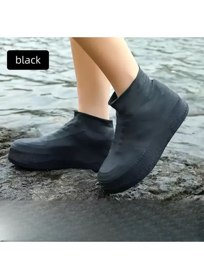 White Heavy Duty Waterproof Latex Shoe Covers For Mud Rain Snow Protection Foldable Unisex - Image 4