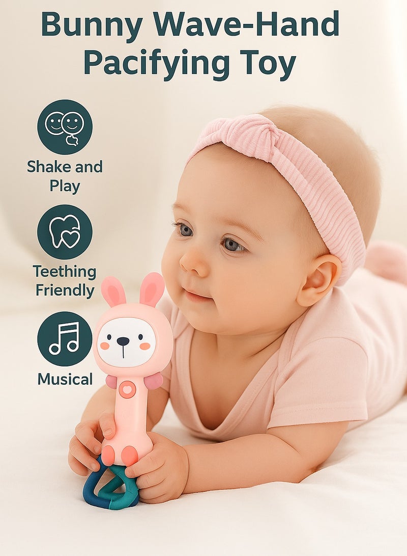 Rabbit Rattle Toy for Newborns – Soothing Teether & Musical Hand Bell for Baby Comfort Play - Image 1