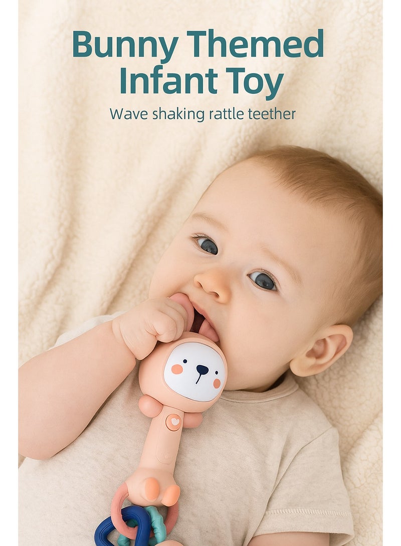 Rabbit Rattle Toy for Newborns – Soothing Teether & Musical Hand Bell for Baby Comfort Play - Image 2