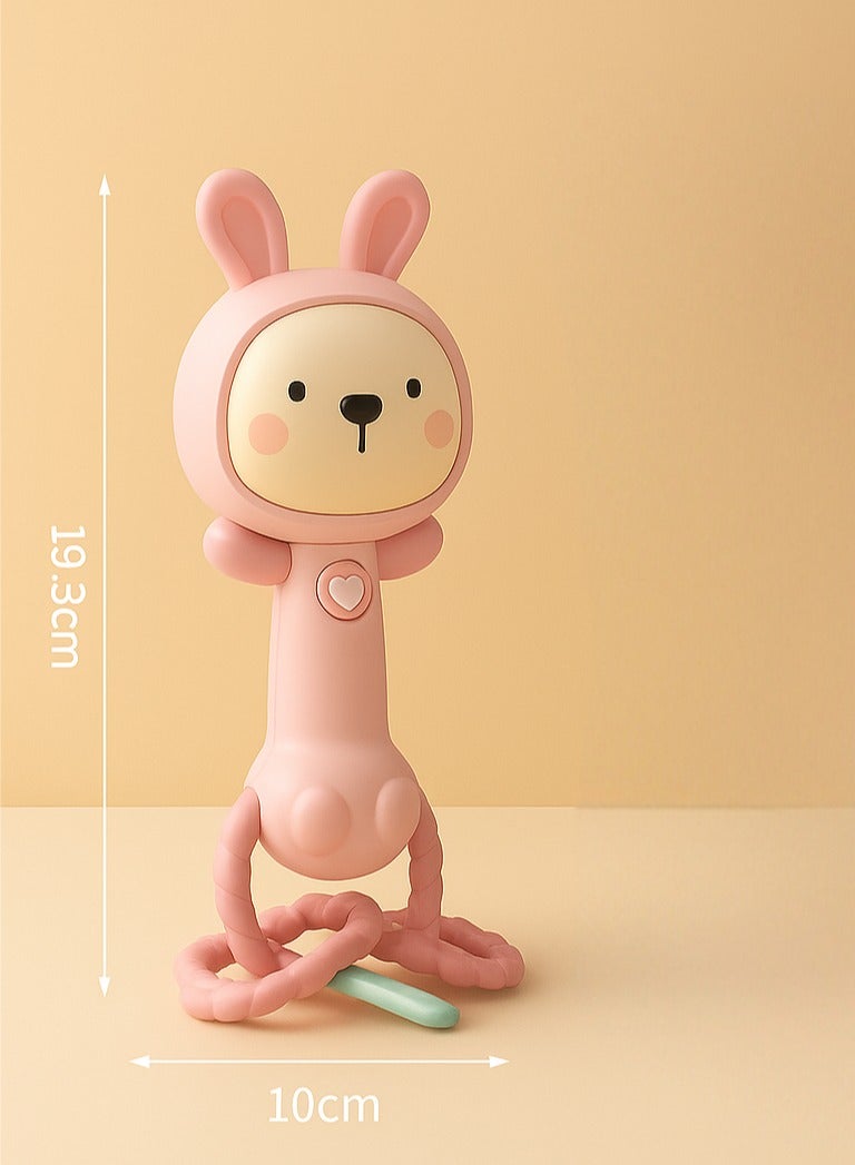Rabbit Rattle Toy for Newborns – Soothing Teether & Musical Hand Bell for Baby Comfort Play - Image 5