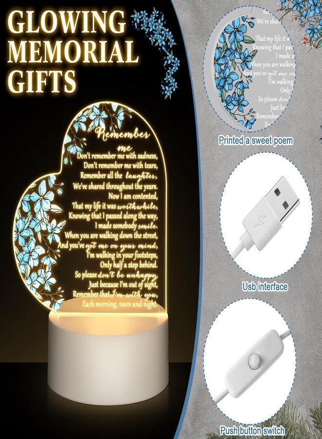 كوم هدية تذكارية من كومي، مصباح ليلي على شكل قلب من الكريستال الأكريليكي الشفاف، هدايا تعزية، لوحة مضيئة بتقنية LED، ديكور تذكاري، هدية تعزية لفقدان عزيز (على شكل زهرة لا تنساني الزرقاء). - Image 2