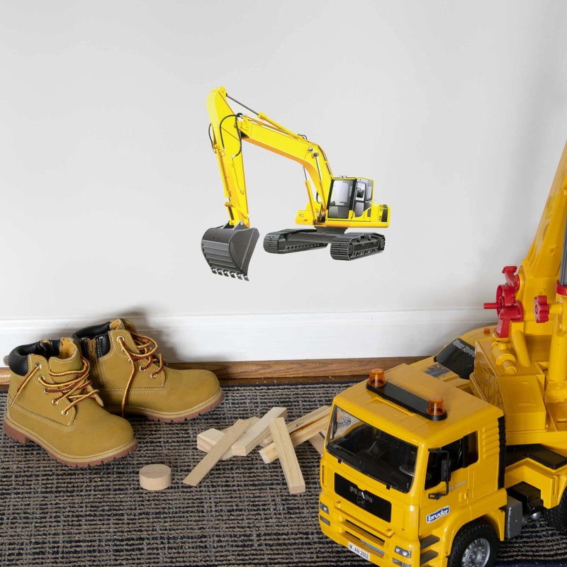 StikArt Yellow Excavator Construction Truck Wall Decal  10-inches W by 10.5-inches H - Image 2