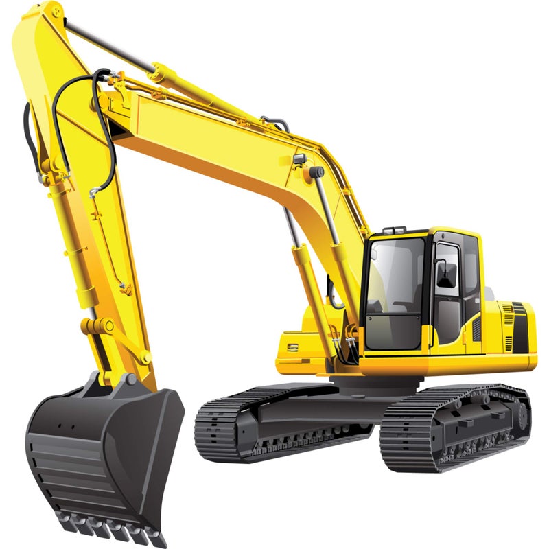 StikArt Yellow Excavator Construction Truck Wall Decal  10-inches W by 10.5-inches H - Image 1