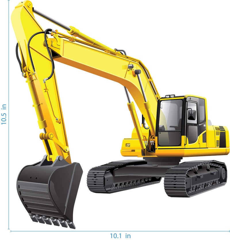 StikArt Yellow Excavator Construction Truck Wall Decal  10-inches W by 10.5-inches H - Image 4