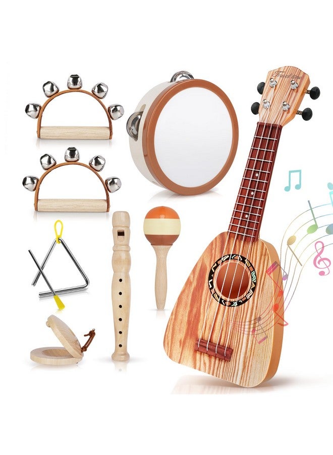 Vanplay Kids Guitar Toys For 2 Year Old Boy Gifts, Musical Instruments For Toddler 1-3, Christmas Birthday Gifts For 3 4 Year Old Girls Montessori, Band Sets With Ukulele/Tambourine/Flute Toys For Kids 3-5 - Image 1