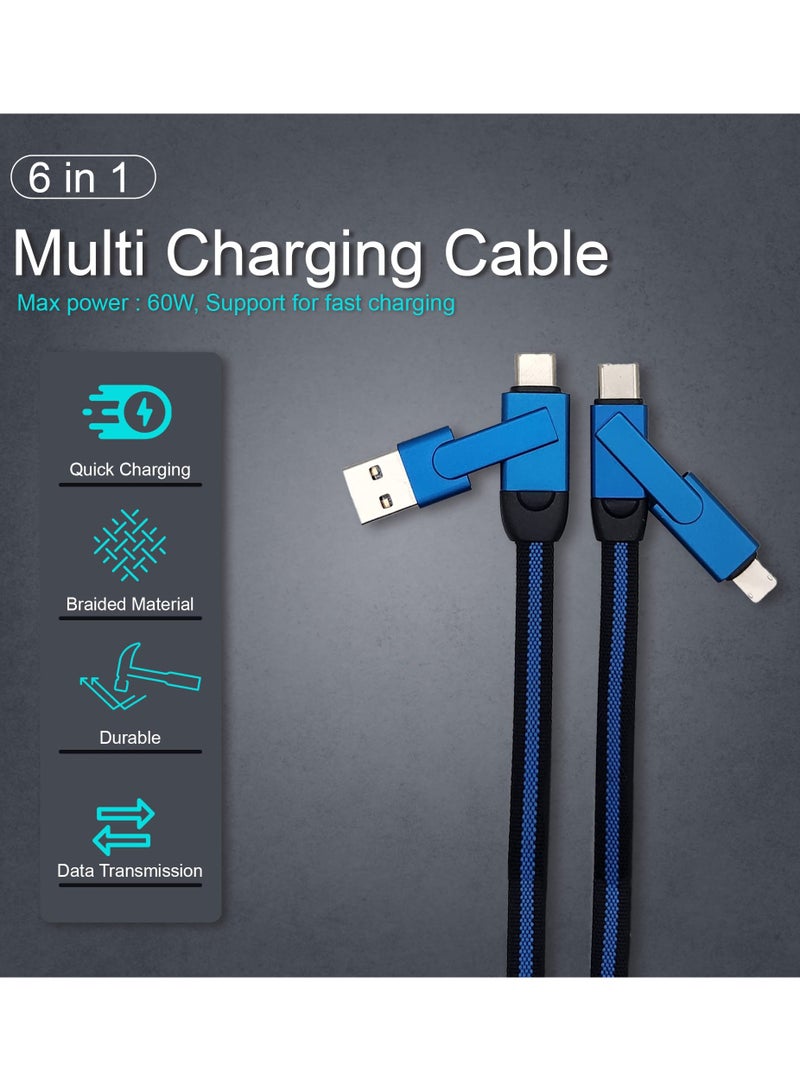 SYOSI Silver Universal Cellphone USB Power Data Cable with Fast Charge (5 Feet, Blue) - Image 3