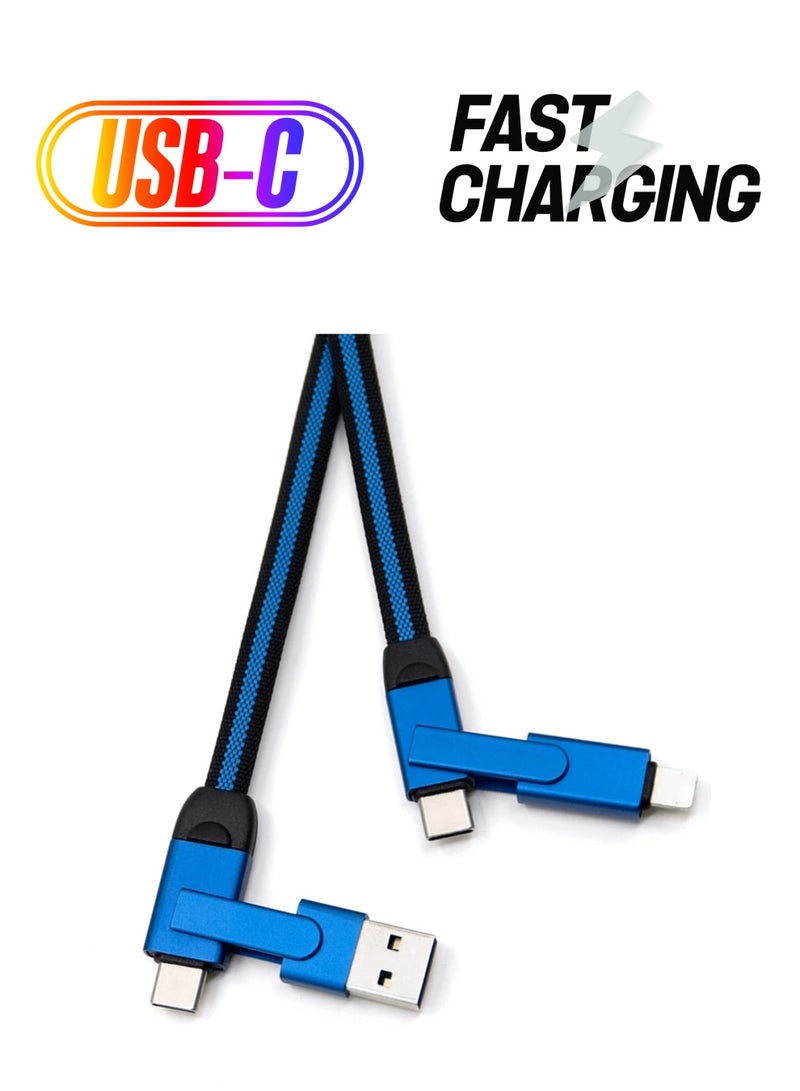 SYOSI Silver Universal Cellphone USB Power Data Cable with Fast Charge (5 Feet, Blue) - Image 1