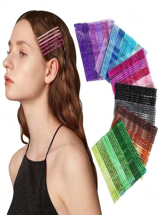 DENICRAAS Glitter Bobby Pins for Women - Ombre Metallic Hair Pins Set | Multi-Color Pack with Pink, Purple, Blue, Green, Silver & Brown Shades | Stylish Hair Accessories for Girls & Ladies (Pack of 72) - Image 1