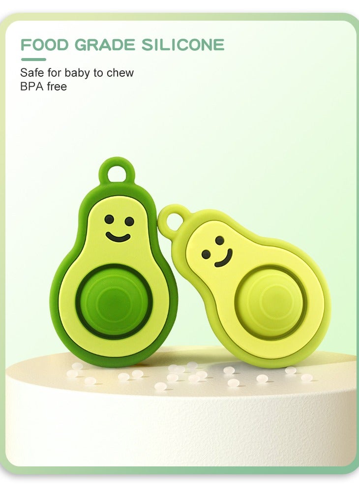 Twisoo Baby Teether - Avocado Design, BPA-Free Silicone Chewing Toy, Soft & Safe for Newborns, Cute Pacifier Chain DIY Accessory ( Green ) - Image 4