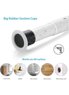 YQbest Tension Shower Curtain Rod 110-160cm beige Adjustable Tension Spring Curtain Rod No drilling Stainless Steel Easy installation Non-Rust clothes rail in wardrobe Kitchen  - Image 4