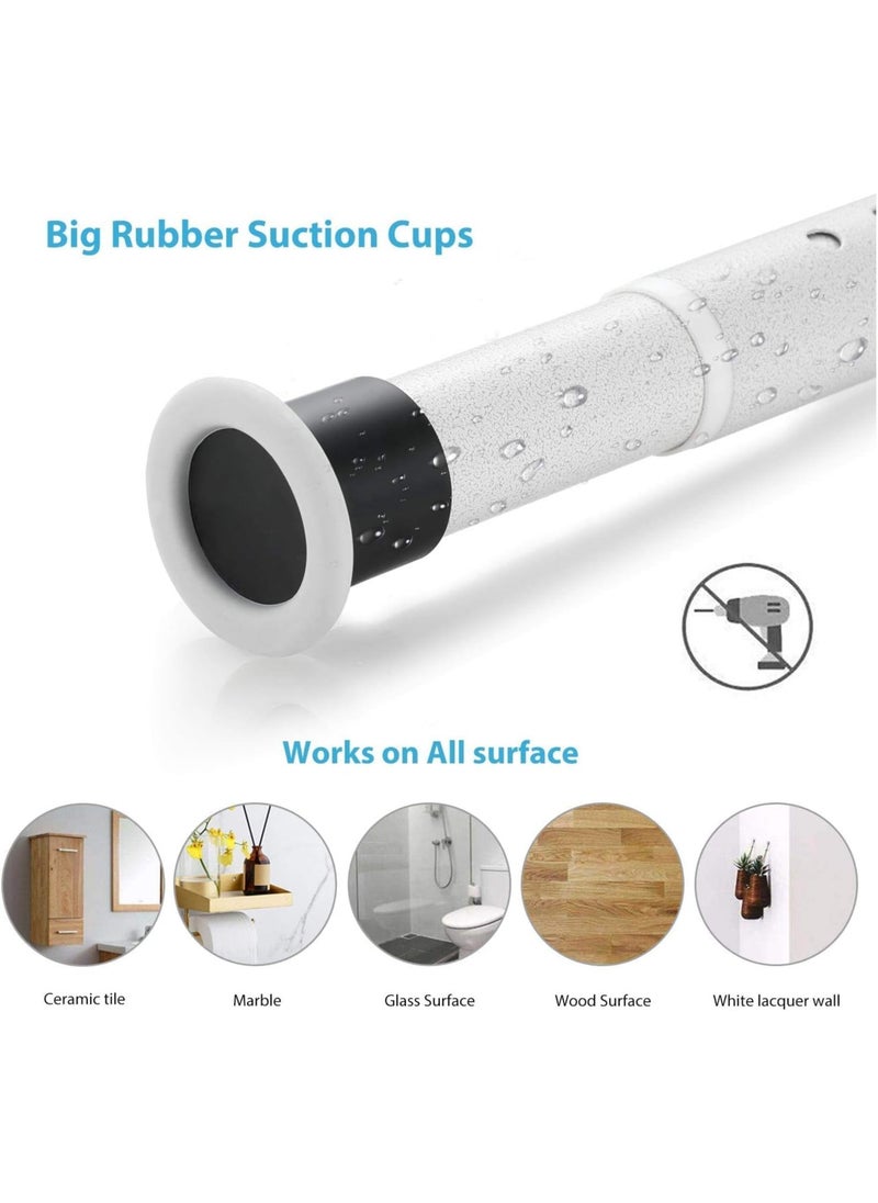 YQbest Tension Shower Curtain Rod 110-160cm beige Adjustable Tension Spring Curtain Rod No drilling Stainless Steel Easy installation Non-Rust clothes rail in wardrobe Kitchen  - Image 4