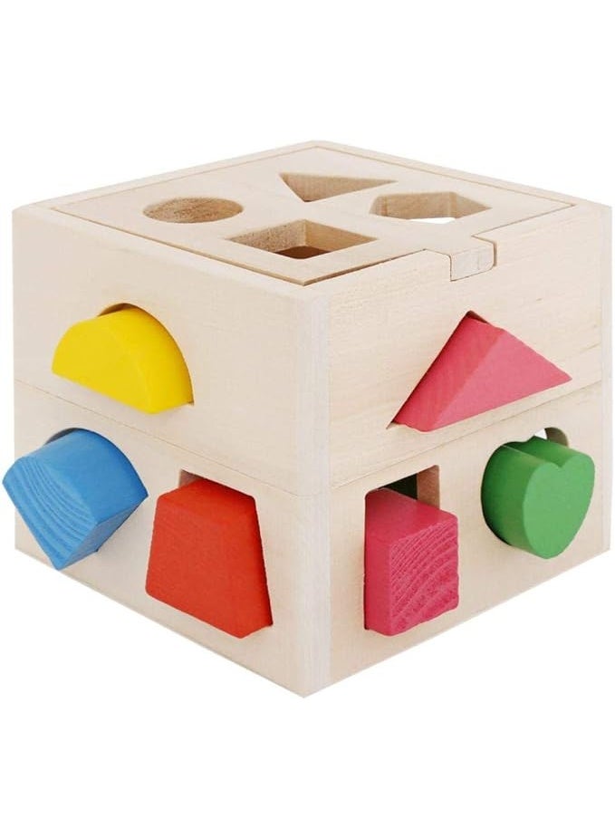 بلووم لعبة صندوق الأشكال الهندسية الخشبية للأطفال – تحتوي على 13 فتحة مع مكعبات ملونة لتعليم الأشكال والألوان وتنمية المهارات الحركية - Image 3