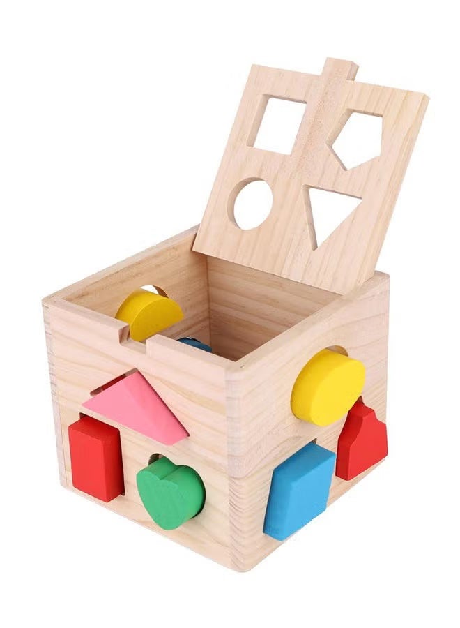 بلووم لعبة صندوق الأشكال الهندسية الخشبية للأطفال – تحتوي على 13 فتحة مع مكعبات ملونة لتعليم الأشكال والألوان وتنمية المهارات الحركية - Image 4