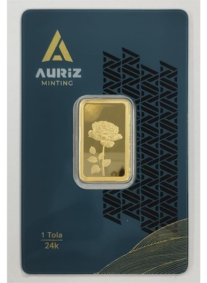AURIZ MINTING Rizan Jewellery - Auriz Minting 1Tola 24K Gold Bar 3D Flower  Design - Image 1