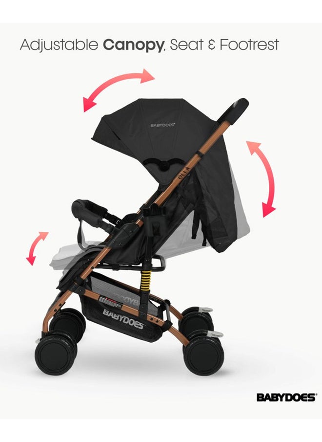 BABYDOES Baby Stroller OLLA With 5-Point Harness One-Hand Fold And Shock Absorbing Wheels 0 To 4 Year Up To 20 Kg Black  - Image 4
