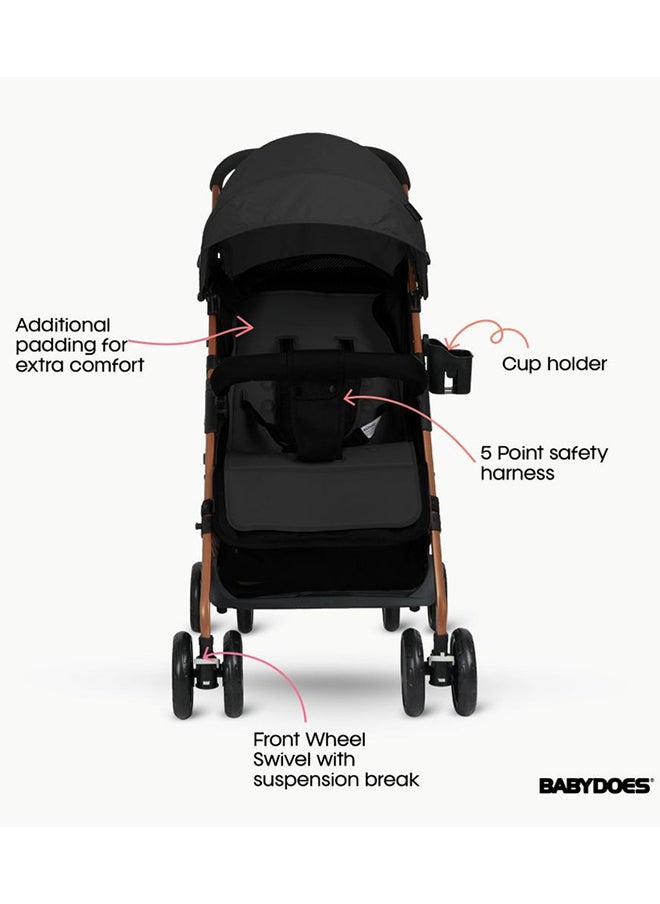 BABYDOES Baby Stroller OLLA With 5-Point Harness One-Hand Fold And Shock Absorbing Wheels 0 To 4 Year Up To 20 Kg Black  - Image 3