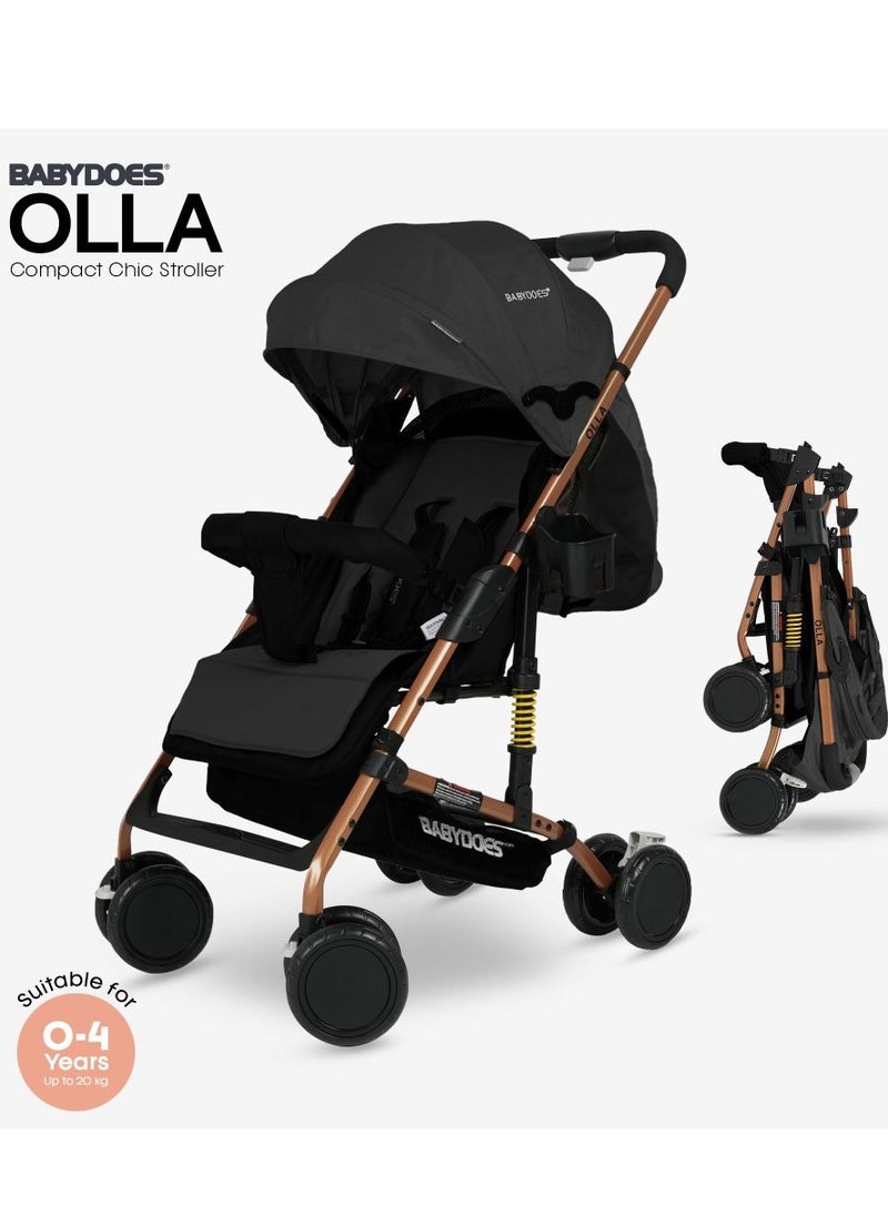 BABYDOES Baby Stroller OLLA With 5-Point Harness One-Hand Fold And Shock Absorbing Wheels 0 To 4 Year Up To 20 Kg Black  - Image 1